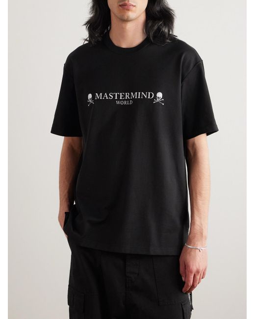 T-shirt in jersey di cotone con logo di MASTERMIND WORLD in Black da Uomo