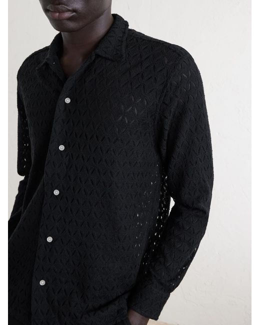 Bode Blue Cotton-Blend Lace Shirt for men