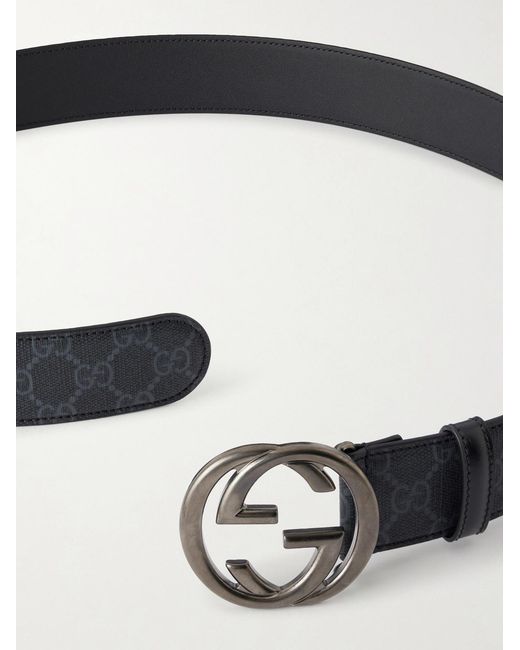 Gucci Black 4Cm Monogrammed Leather Belt for men