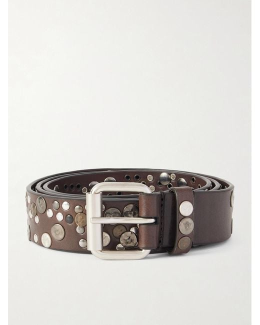 Dries Van Noten Brown 4Cm Studded Leather Belt for men
