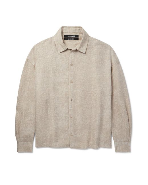 Jacquemus Natural Croc-Effect Linen-Blend Overshirt for men