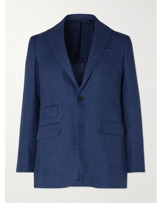 Sid Mashburn Blue Kincaid No. 2 Linen And Wool-blend Hopsack Blazer for men