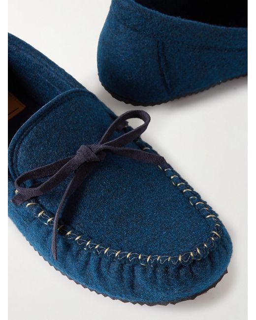 Mr P. Blue Recycled-Felt Slippers for men