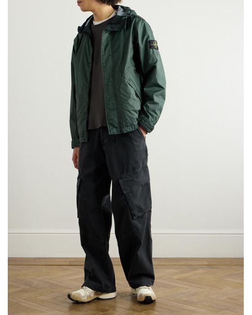 Stone Island Green Logo-Appliquéd Membrana 3L Tc Hooded Jacket for men