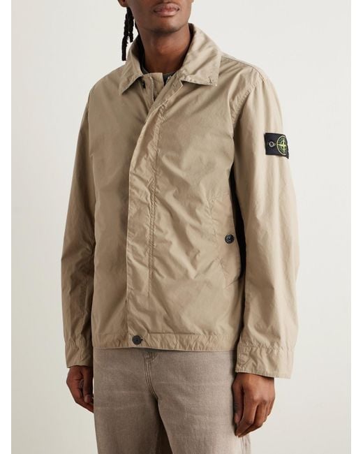 Stone Island Natural Logo-Appliquéd Garment-Dyed Shell Jacket for men