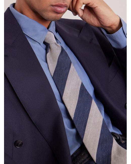Canali Blue Garment-Dyed Cotton And Silk-Blend Shirt for men