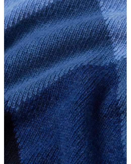 Kingsman Blue Argylle Jacquard-knit Wool Sweater for men