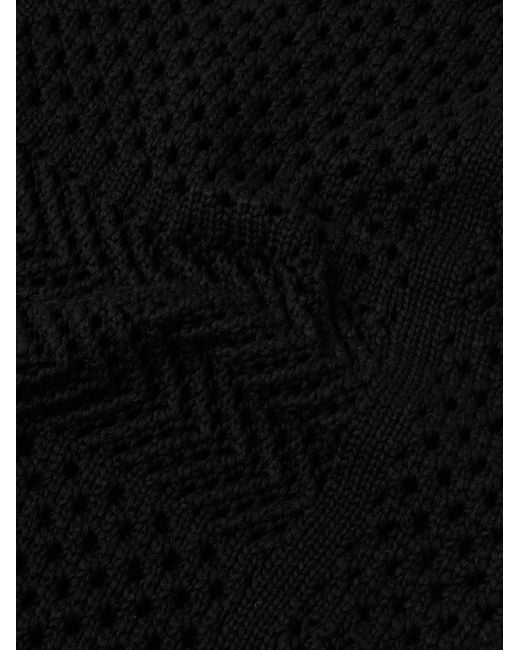 Mr P. Black Open-knit Cotton Cardigan for men