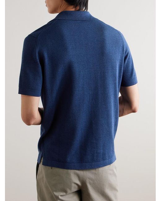 Rally Cotton Polo Shirt di Sid Mashburn in Blue da Uomo