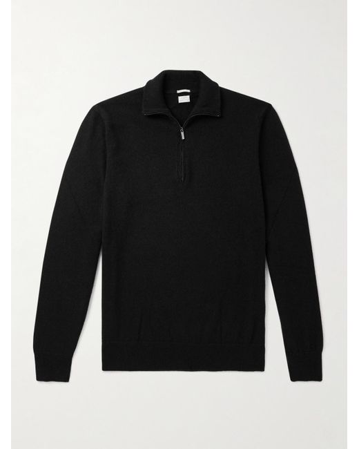 Massimo Alba Black Lima Cashmere Half-Zip Sweater for men