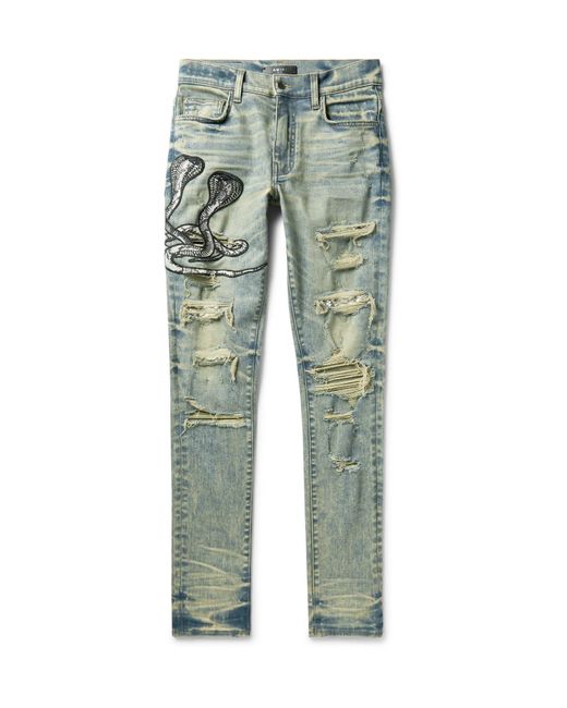 Amiri Mx1 Skinny-fit Appliquéd Faux 