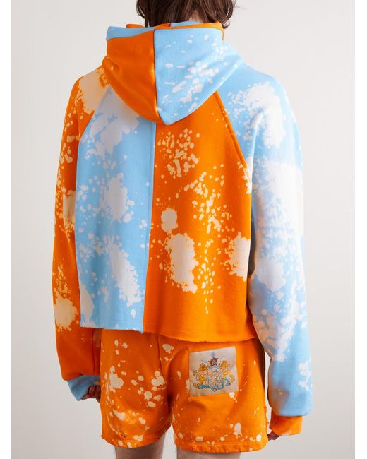 Liberal Youth Ministry Orange Tie-Dyed Distressed Cotton-Jersey Hoodie for men