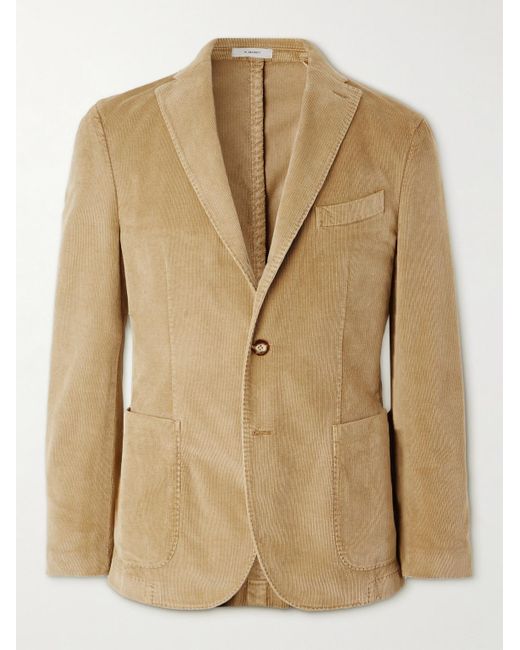 Boglioli Natural Cotton-Blend Corduroy Suit Jacket for men
