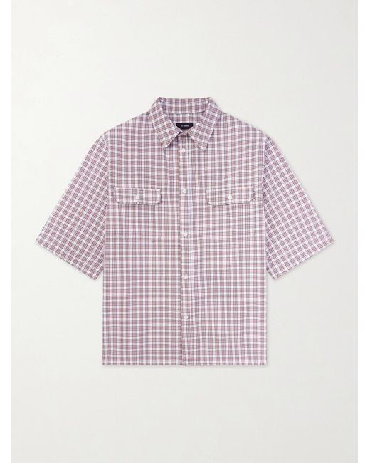 Willy Chavarria Pink Ss Corcoran Checked Woven Shirt for men