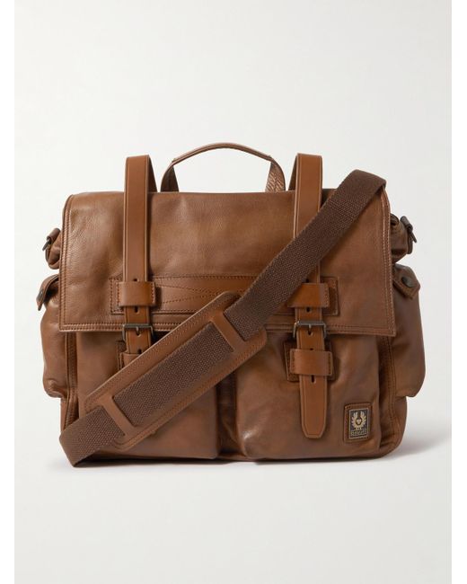 Belstaff Brown Leather Messenger Bag for men