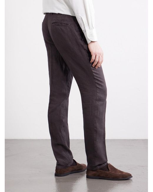 Boglioli Gray Straight-Leg Linen Suit Trousers for men