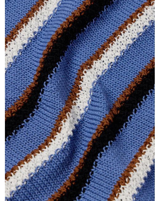 Cardigan in cotone a righe con logo ricamato di Marni in Blue da Uomo
