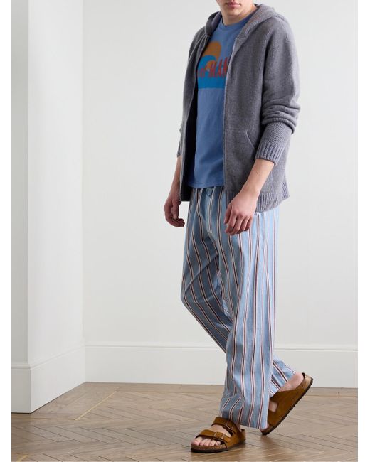 Hartford Blue Surf Mania Printed Garment-Dyed Cotton-Jersey T-Shirt for men