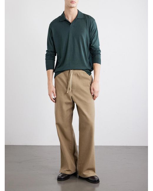 Altea Green Pierre Lyocell And Cotton-Blend Jersey Polo Shirt for men