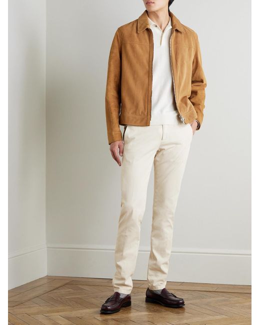 Canali Natural Slim-fit Straight-leg Garment-dyed Stretch-cotton Twill Chinos for men