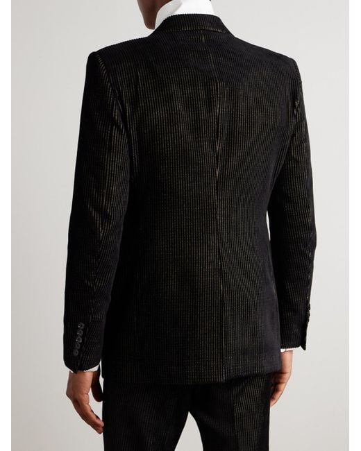 Tom Ford Black Dyllan Metallic Striped Cotton-Blend Velvet Tuxedo Jacket for men