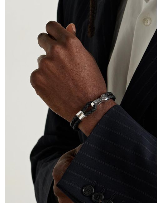 Braided Leather And Sterling Bracelet di John Hardy in Black da Uomo