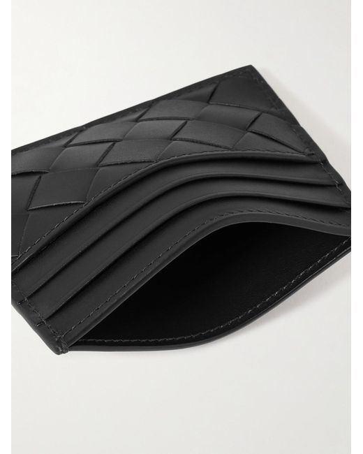 Bottega Veneta Black Intrecciato Leather Cardholder for men