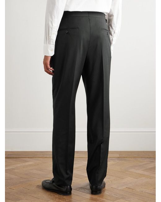 Dunhill Black Prince Of Wales Check Straight-leg Wool Trousers for men