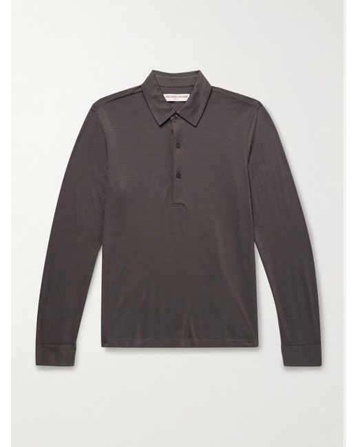 Orlebar Brown Gray Sebastian Slim-Fit Merino Wool Polo Shirt for men