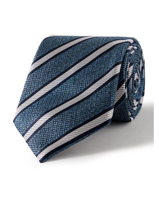 Canali Blue 8cm Striped Silk-jacquard Tie for men