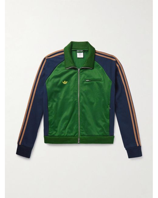 Adidas Originals Green Brain Dead Striped Printed Cotton-Blend Tech-Jersey Track Jacket for men