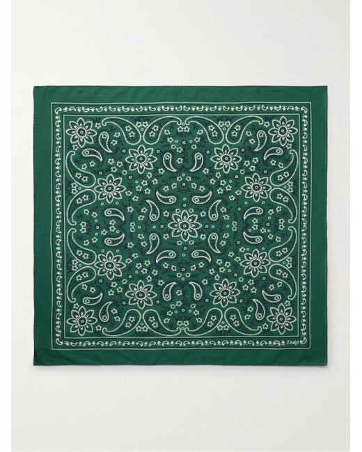 Drake's Green Paisley-print Cotton-voile Bandana for men