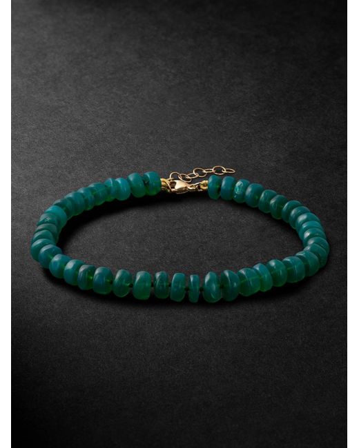 JIA JIA Green Jumbo 14-karat Gold Opal Beaded Bracelet for men