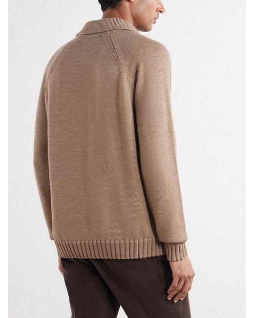 Slowear Natural Zanone Slim-Fit Virgin Wool Polo Sweater for men