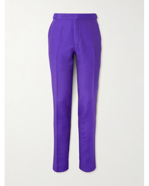 Tom Ford Purple Slim-Fit Wool And Silk-Blend Suit Trousers for men