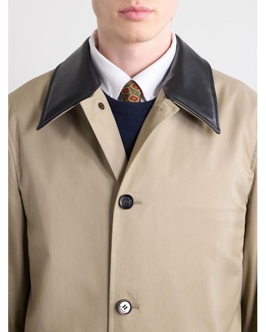 Burberry Natural Leather-Trimmed Cotton-Gabardine Trench Coat for men
