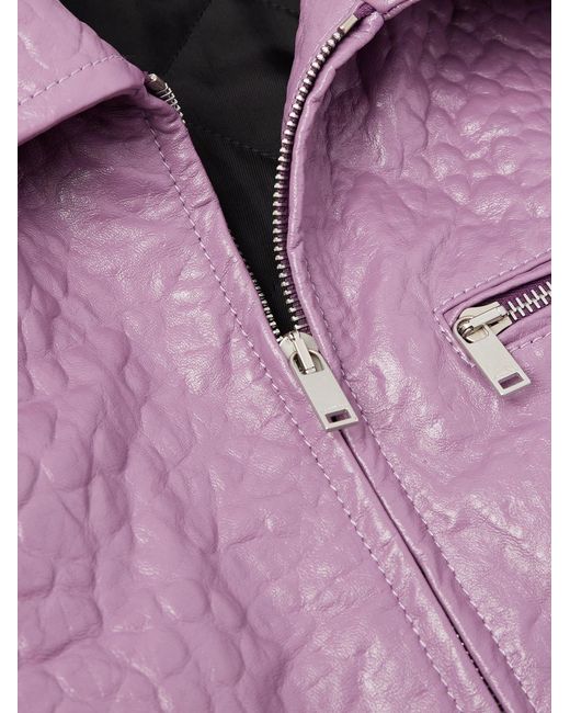 Jil Sander Pink Pebble-Grain Leather Jacket for men