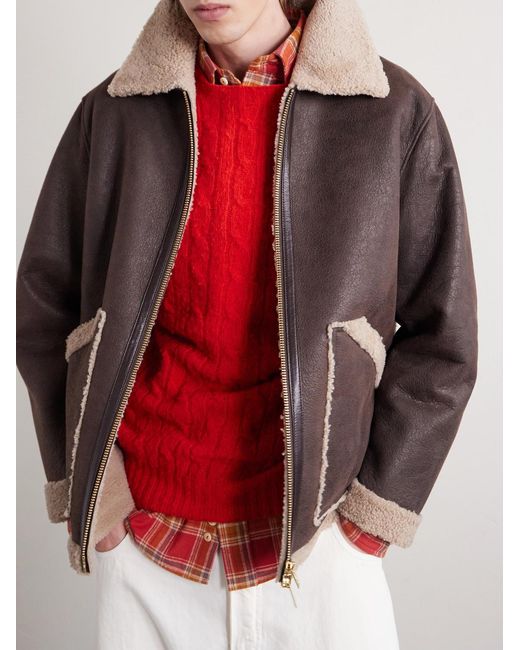 Baracuta Brown Shearling Aviator Jacket for men