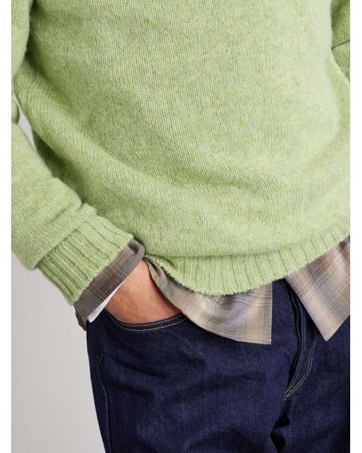 William Lockie Green Virgin Wool Sweater for men