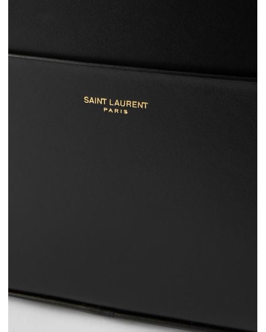Saint Laurent Black Logo-print Leather Messenger Bag for men