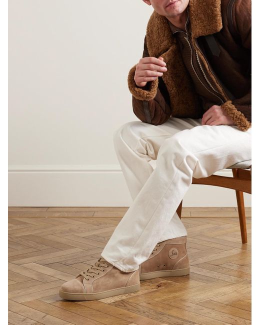 Sneakers alte in camoscio con finiture in gros-grain Louis Orlato di Christian Louboutin in Natural da Uomo