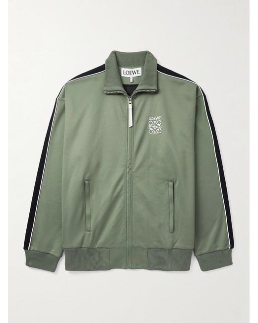 Loewe Green Twill-Trimmed Logo-Embroidered Tech-Jersey Track Jacket for men