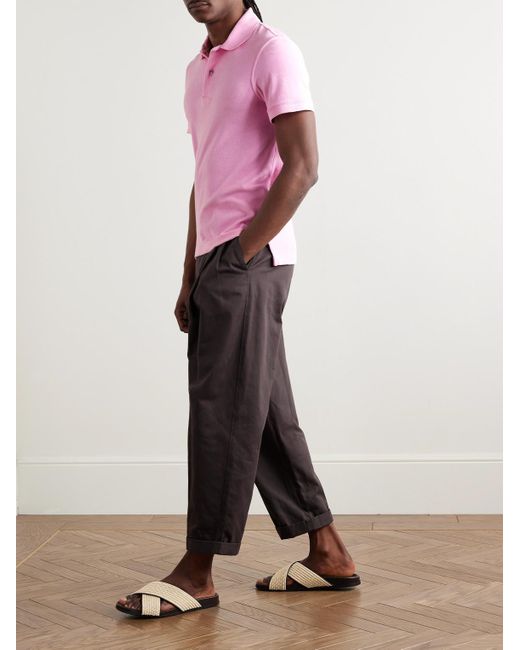 Tom Ford Pink Slim-Fit Cotton-Blend Terry Polo Shirt for men