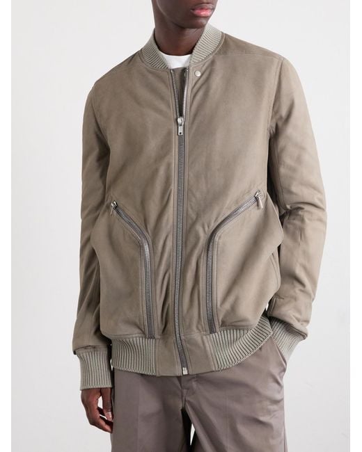 Rick Owens Gray Bauhaus Leather Zip-Up Flight Jacket for men
