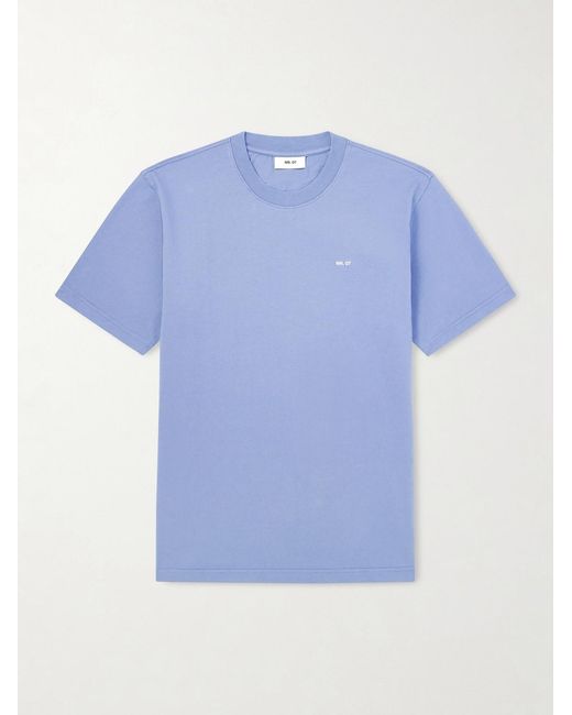 NN07 Blue Logo-embroidered Pima Cotton-jersey T-shirt for men