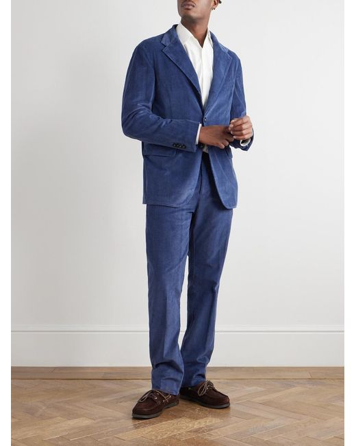 Massimo Alba Blue Catch2 Prince Of Wales Checked Cotton-Blend Corduroy Blazer for men