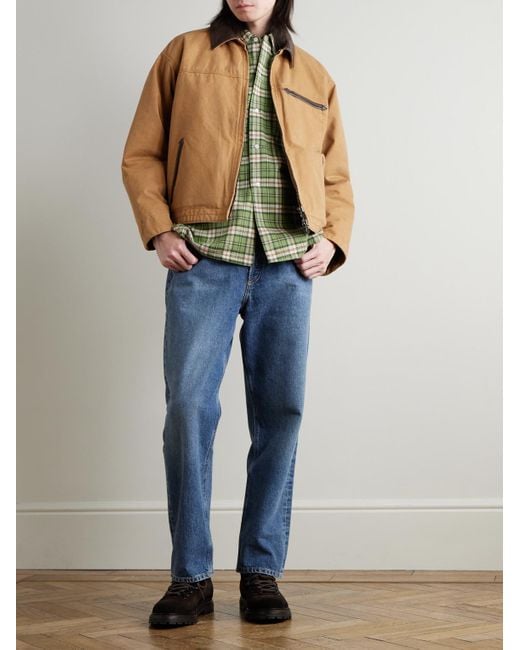 Beams Plus Green Button-Down Collar Checked Cotton-Dobby Shirt for men