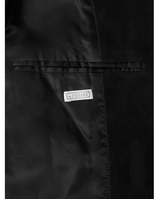 A.PRESSE Black Suede Blazer for men
