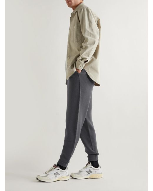 Mr P. Gray Tapered Distressed Virgin Wool Sweatpants for men