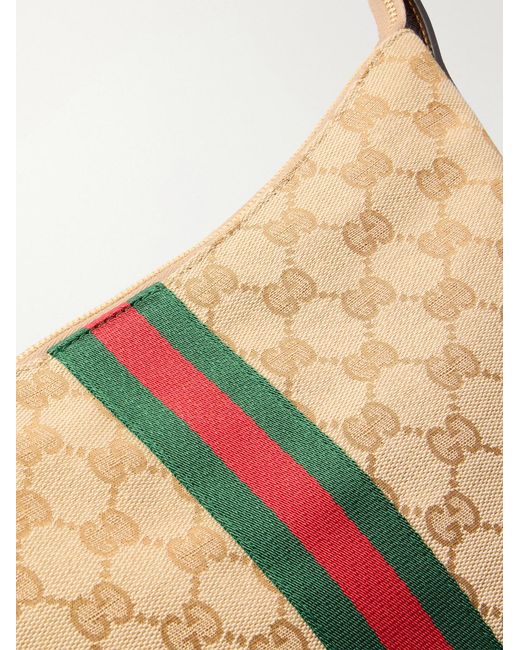 Gucci White Lunetta Webbing And Leather-Trimmed Monogrammed Canvas Shoulder Bag for men